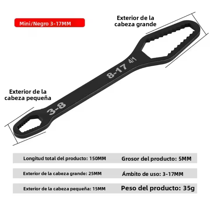 Llave Torx Universal Ajustable 8-22 3-14mm Doble Cabeza Herramienta De Mano Para Reparación De Bicicletas Y Gafas - 1