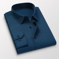 Camisas Largas Para Hombre Negro Blanco Azul Rosa Primavera Otoño Negocios Casuales Botones Cuello Redondo Formal - details 6
