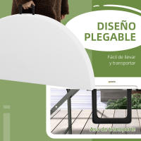 Outsunny Mesa Auxiliar Redonda Mesa de Jardín Plegable con Marco de Acero y Encimera de HDPE Carga 80 kg para Interior y Exterior Ø122x73 cm Blanco - details 8