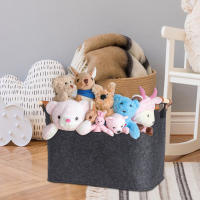 Cesta De Madera De Gran Capacidad Para Leña Plegable Con Manijas De Madera Cesta De Almacenamiento Ecológica De Feltro Gris Oscuro Para El Lado Del Hogar - details 4