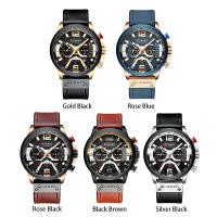Reloj Curren 8329 Para Hombre Cuero Quadruple Mano Cronógrafo Fecha Resistente Al Agua Moda Casual Lujo Relogio Masculino - details 2