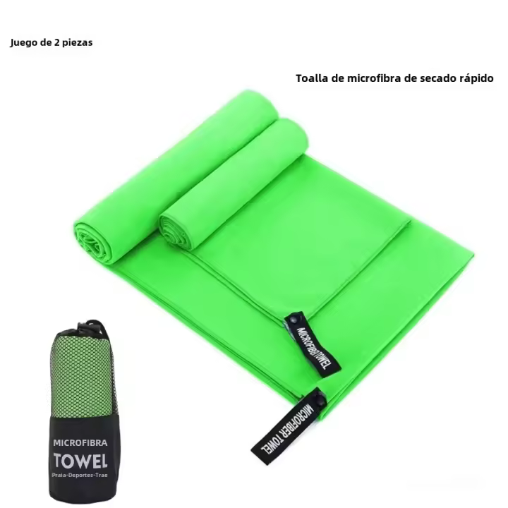 Juego De 2 Toallas De Microfibra Sólida Para Gimnasio Viajes Deportes Camping Playa Toalla De Baño Súper Absorbente Secado - 1