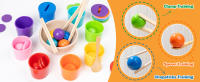 Juguete Montessori De Madera Juego De Colores Y Alineación Con Bolas Arcoíris En Copas Educación Temprana Para Niños De Preescolar Edad 3+ - details 3