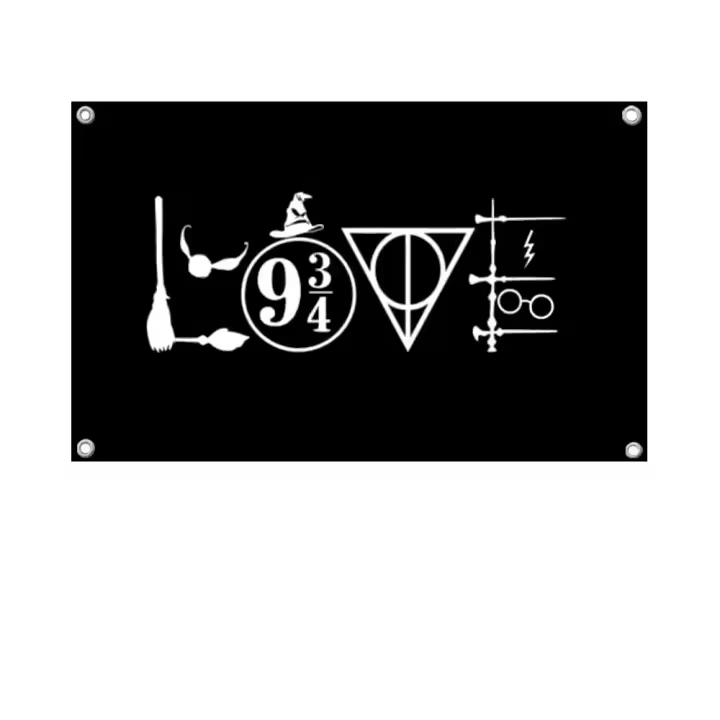 Bandera De Poliéster Para Niños Con Logo De Harry Potter Y Banderines De Cuatro Agujeros Decoración Exterior Y Habitaciones Estética - 1