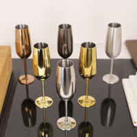Vaso De Champán De Acero Inoxidable 304 260ml Pack De 2/4 Para Restaurante KTV Y Salón Creativo Lujo Europeo Vaso Largo Para Vino - details 0