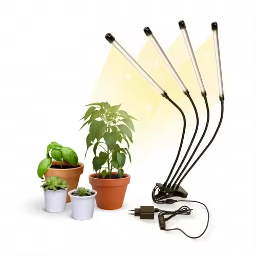 Lámpara de cultivo LED GrowFlex X4 Mobiclinic® 3 Modos 6000K 10 Niveles de brillo 4 Cabezales Espectro completo Temporizador Giro 360º 80W Flexible Plantas de interior USB - 1