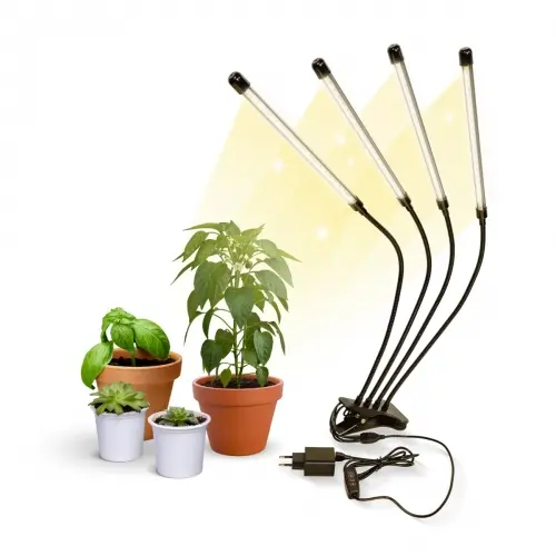 Lámpara de cultivo LED GrowFlex X4 Mobiclinic® 3 Modos 6000K 10 Niveles de brillo 4 Cabezales Espectro completo Temporizador Giro 360º 80W Flexible Plantas de interior USB - 1
