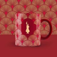 Bialetti Conjunto de Tazas de Porcelana Deco Glamour Alta Calidad para Cappuccino y Bebidas Calientes (330 Ml) con Dibujos Colorados Verte y Rojo -Vasos, Tazas y Platillos - details 1