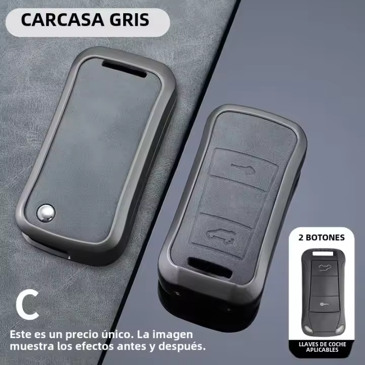 Cubierta De Llave De Coche En Cuero Y Aleación De Zinc Para Porsche Cayenne GTS Panamera Carrera GT3 Accesorios Para Llavero Interior - 1