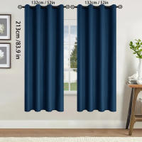 2pcs Cortinas Oscurecedoras De Sólido Negro 100% Para Dormitorio Y Sala De Estar Protección UV Deslizamiento Fácil Y Diseño Estilizado - details 8