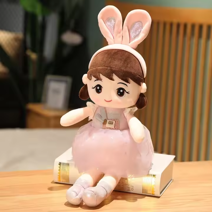 Muñeca De Peluche Kawaii De 45cm Con Orejas De Conejo Juguetes Suaves Para Niñas Regalo De Cumpleaños O San Valentín - 1
