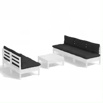 VIDAXL 3096089 conjunto para jardín de 6 piezas con mesa y sofás de madera de pino blancos y cojines color gris antracita - 1