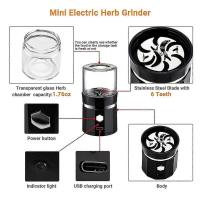 Mini amoladora eléctrica portátil hierba amoladora USB recargable con cepillo de limpieza de té de hierbas - details 3