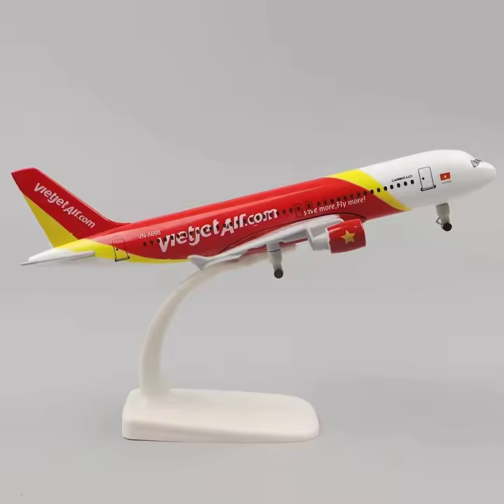 Modelo De Avión De Aleación Vietjet A320 Escala 1:400 Con Vuelo En Terreno Juguete De Metal Para Colección Regalo Para Mayores De 14 Años - 1