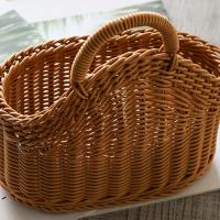 Cesta De Almacenamiento De Rattan Con Manija Diseño Minimalista Para Cocina Y Sala De Estar Organizador Ecológico De Frutas Y Alimentos - details 3