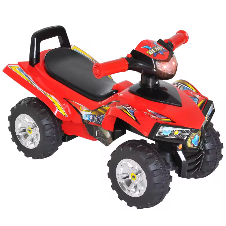 HOMCOM Quad Correpasillos Infantil Coche sin Pedales para Bebé Juguete Andador Estilo Carrera con Bocina Música Luces 60x38x42cm - 1