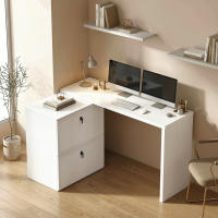 HOMCOM Escritorio Reversible en Forma de L, Mesa de Escritorio con 2 Cajones Archivadores, Diseño Moderno para Espacios Pequeños, Oficina en Casa, Blanco - details 1