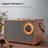 Retro FM Radio portátil de Madera Bluetooth Radio Bass Altavoz Manos libres REPRODUCTOR DE MP3 soporte USB/TF Tarjeta/AUX juego - details 1