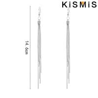 KISMIS Pendientes Largos De Borla Lineal Para Mujer Moda Colgante Aleación De Aluminio Joyería De Oído - details 4