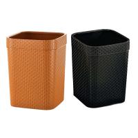 Cesta De Basura Redonda De Rotura Tejida En Rattan Compacta De Plástico Para Interiores Y Exteriores Adecuada Para Dormitorio Cocina Patio Y Coche - details 0