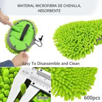 Cepillo de lavado de coche con mango largo, Mopa ,Fregona multiusos 2 en 1 microfibra chenilla, Guante de limpieza ,trapeador para coche ,polvo ,cristales ,con palo telescopico - details 0