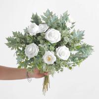 25Pc Rosas Artificiales Blancas Para Decoración De Boda Y Fiesta Flores Falsas Con Tallo Para Arreglo De Novia Y Decoración De Hogar Y Jardín - details 4