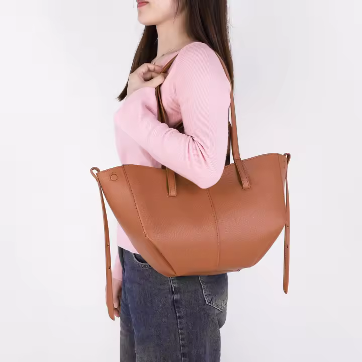 Bolso De Tote Retro Para Mujer Gran Capacidad Bolso De Compras De Cuero PU Con Bolso De Compañía De Moda Casual - 1