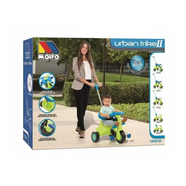 Triciclo infantil Molto Urban Trike II City 5 en 1 Verde - 1