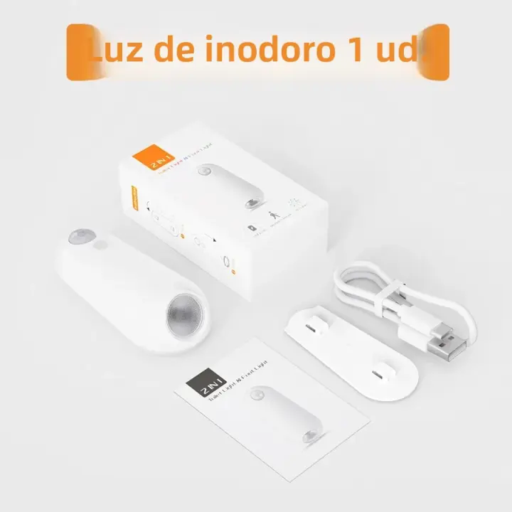 Lámpara De Noche LED Con Sensor De Movimiento Recargable Para Inodoro Dormitorio Pasillo Escaleras Armario Baño Luz De Pie - 1