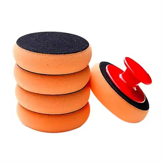 Paquete de 5 almohadillas de pulido Esponja para pulir automóviles de 100 mm con 1 mango antideslizante para pulir y encerar automóviles, motocicletas y vidrios oo4 - 1