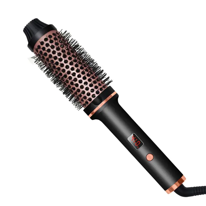 Cepillo redondo de doble calor: tecnología de iones negativos para cabello rizado y alisado: cepillo para rizar y alisar 3 en 1 - 1