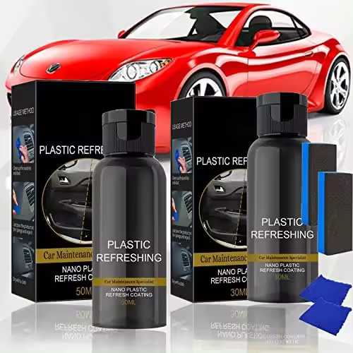 2024 NUEVO Agente de recubrimiento revitalizante de plástico, Agente de restauración de piezas de plástico para automóviles, Recubrimiento refrescante de nanoplástico, Agente de limpieza interior de automóviles (30 ml + 50 ml) - 1
