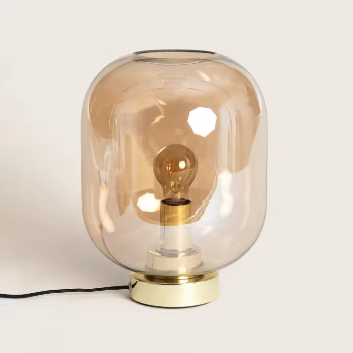 Ledkia Lámpara de Mesa Metal y Cristal Nélida Ámbar - 1