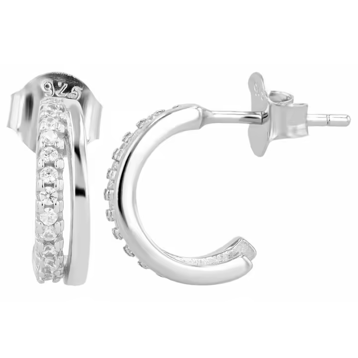 Pendientes "Ara" Prateados em Prata de Lei 925 Banhada a Ródio com Zircónias 0605 - 1