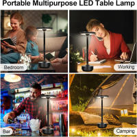 Lámpara De Escritorio LED Recargable Impermeable De Aleación De Aluminio Con Iluminación Para Barra Sala De Estar Lectura Camping Control De Brillo Por Toque Luz Metálica Para Estudio - details 8