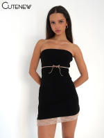 Vestido Mini De Encaje Sólido Negro Para Mujer Verano 2023 Estilo Hipster Sexy Con Pecho Empapado Ajustado Y Cintura Natural Vestimenta De Fiestas Nocturnas - details 16
