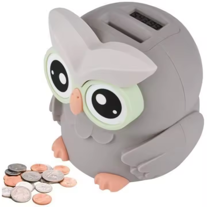 Hucha Contadora de Monedas en Forma de Búho con Pantalla LCD - 1