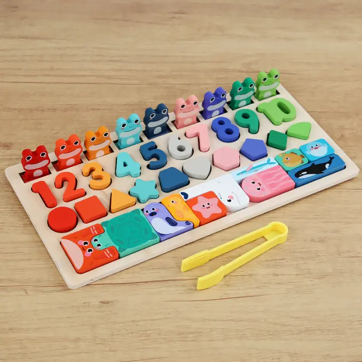 Juguetes Montessori Para Niños Y Niñas Juego De Pesca De Formas Y Números Rompecabezas De Animales Para Ejercitar Las Habilidades Motoras Finas Edad Recomendada 3-6 Años - 1