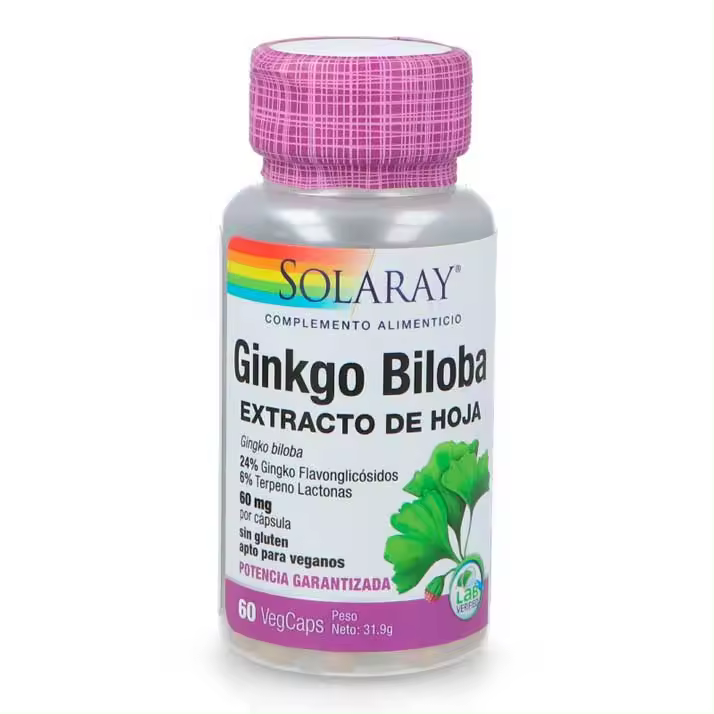 Solaray Ginkgo Biloba 60 Cap - Complemento Nutricional para la Salud de la Mujer - 1