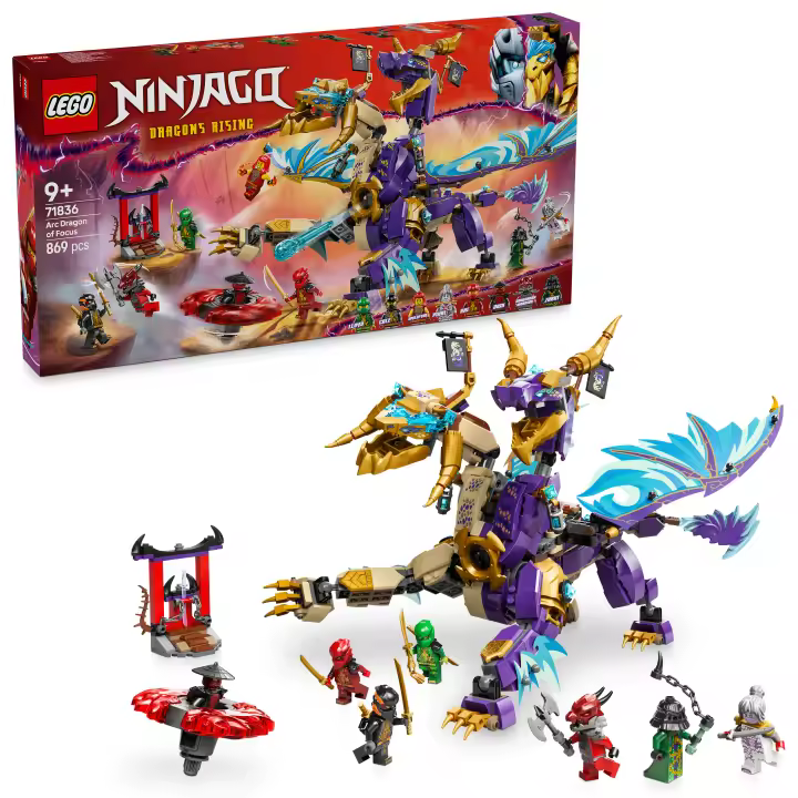 LEGO 71836 NINJAGO Dragón de la Concentración: Arc, Juguete Ninja, Set de Construcción, Interpretación, Aventura y Combate con 8 Minifiguras, para Niños y Niñas de 9 Años o Más - 1