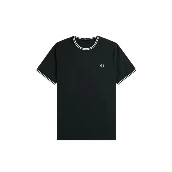 Fred Perry Twin Tipped T-Shirt Night Green / Snow White - 1
