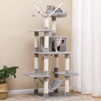 Árbol para gatos rascador con nidos, hamaca, plataformas y bolas de juego, altura de 154 cm en colores opcionales - details 10