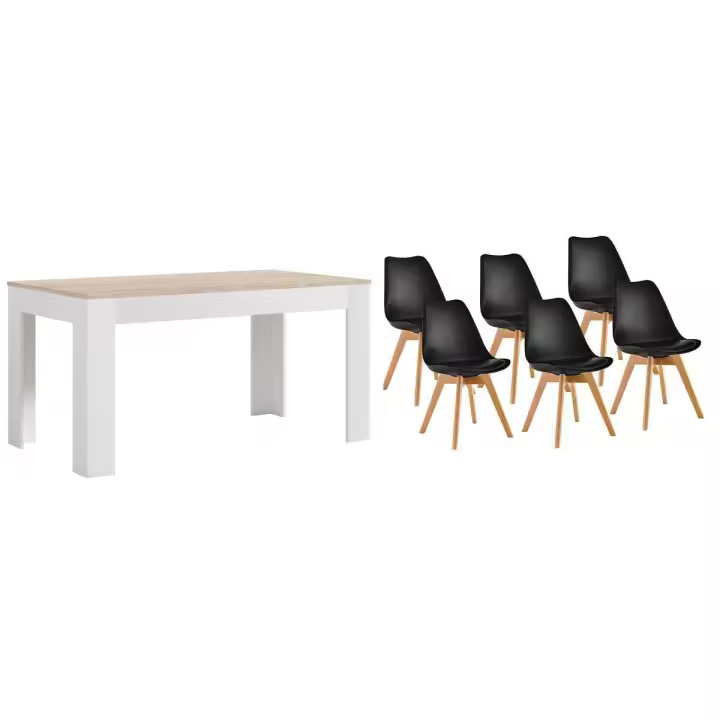 Pack Mesa Extensible de Comedor o Cocina + 6 Sillas Nordic     Saldos y Stocks - 1