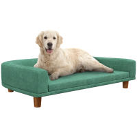 PawHut Sofá para Perros Grandes Cama Elevada para Perros Tapizada con Cojín Lavable y Patas de Madera de Pino Carga 40 kg 98x67x25 cm Verde - details 0