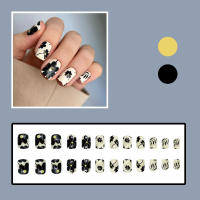 Kit De Uñas Postizas De Presión Para Mujeres Y Niñas 24 Piezas Juego De Uñas Postizas Cortas Cuadradas Con Diseño De Flores Geométricas Y Brillo Moda Oficina - details 51