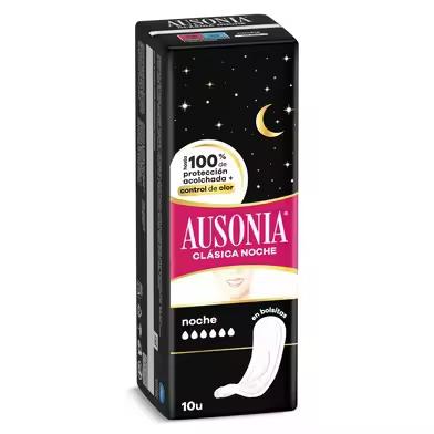 PACK de 8 - Compresa Ausonia Clásica Noche Super Plus 8 x 10 unidades - 1