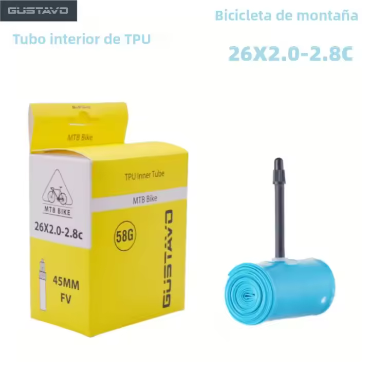 GUSTAVO TPU Tubo Interno De Bicicleta MTB Ultraligero Para Ruedas De 26/27.5/29 Pulgadas Válvula Francesa Longitud 45mm - 1