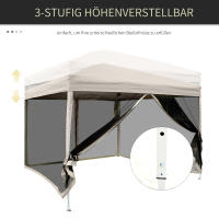 Carpa plegable gazebo plegable 3x3m con Paredes laterales y Bolsa de Transporte, Maple y Canvas Oxford, beige, ¡Perfecta para fiesta en El Jardín y eventos! - details 0