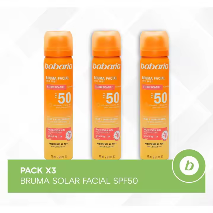 BABARIA PACK X3 BRUMA SOLAR FACIAL SPF50 - 1
