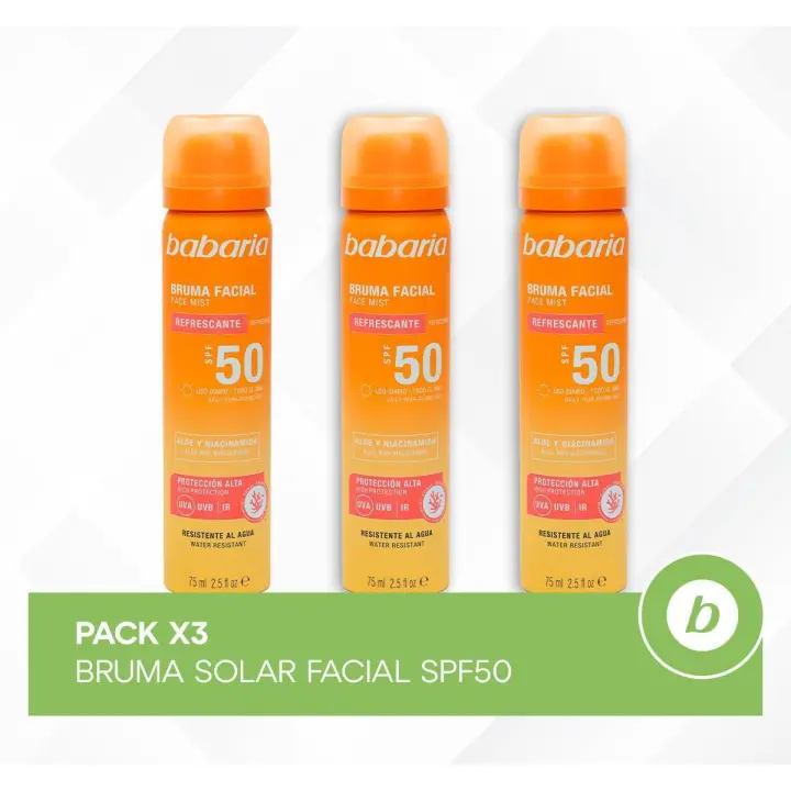 BABARIA PACK X3 BRUMA SOLAR FACIAL SPF50 - 1
